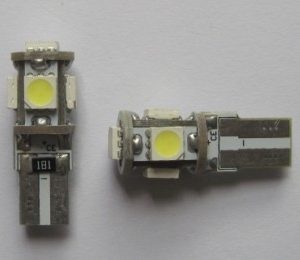 Lâmpada LED para carro mais vendida T10 Wedge 5SMD 5050